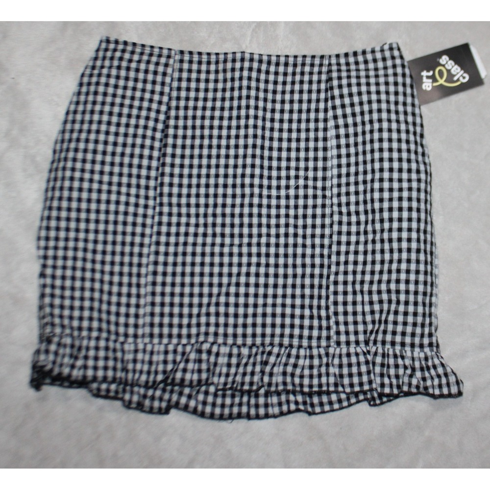 art class girls black and white plaid skirt size XL 14